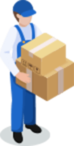 ダンボールを持っているスタッフのイラスト