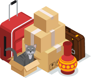 段ボールを持ち上げているイラスト