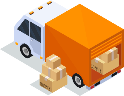 トラックにダンボールが積んであるイラスト
